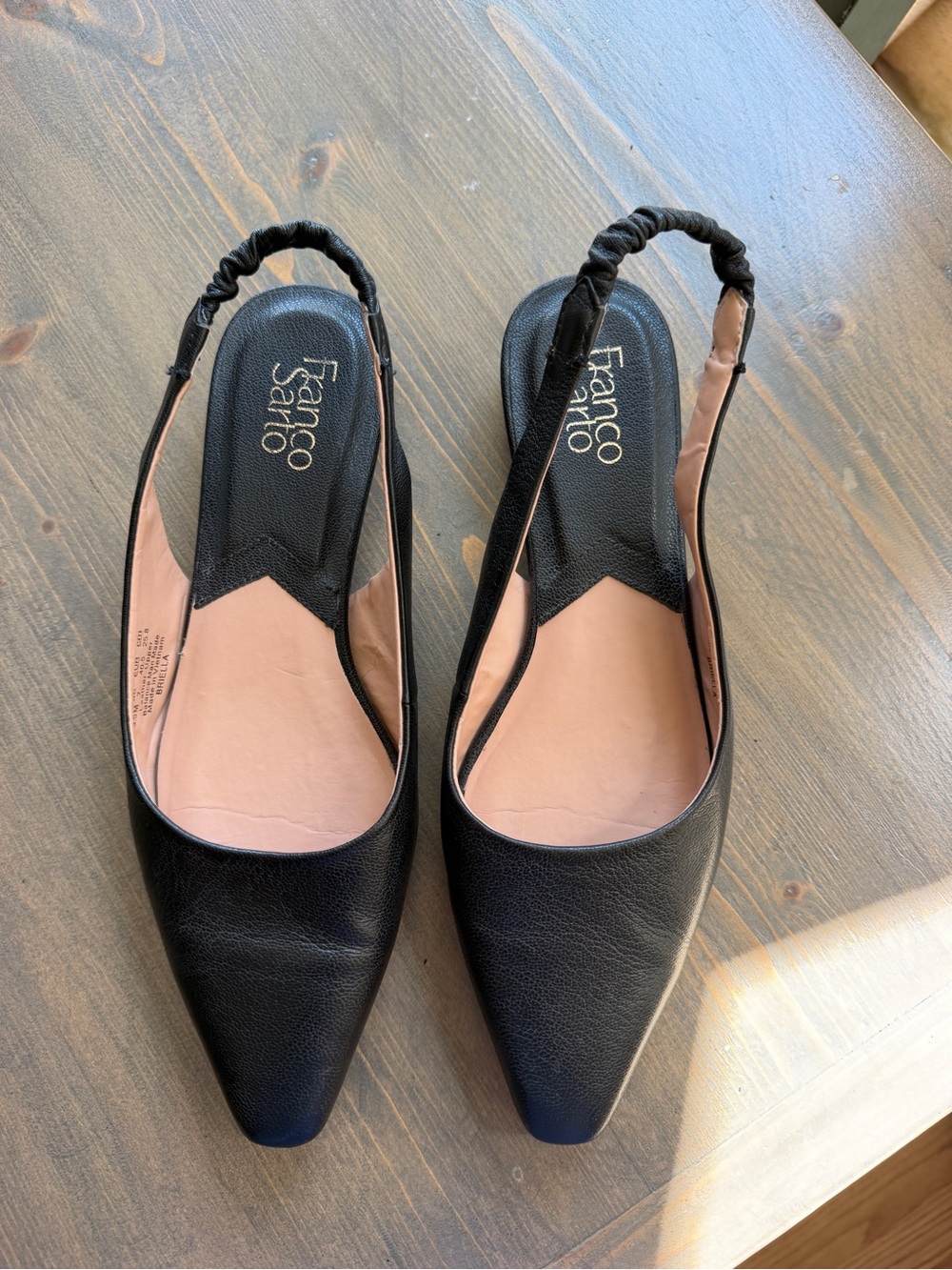 Franco Sarto Black Pointed Slingback Flats